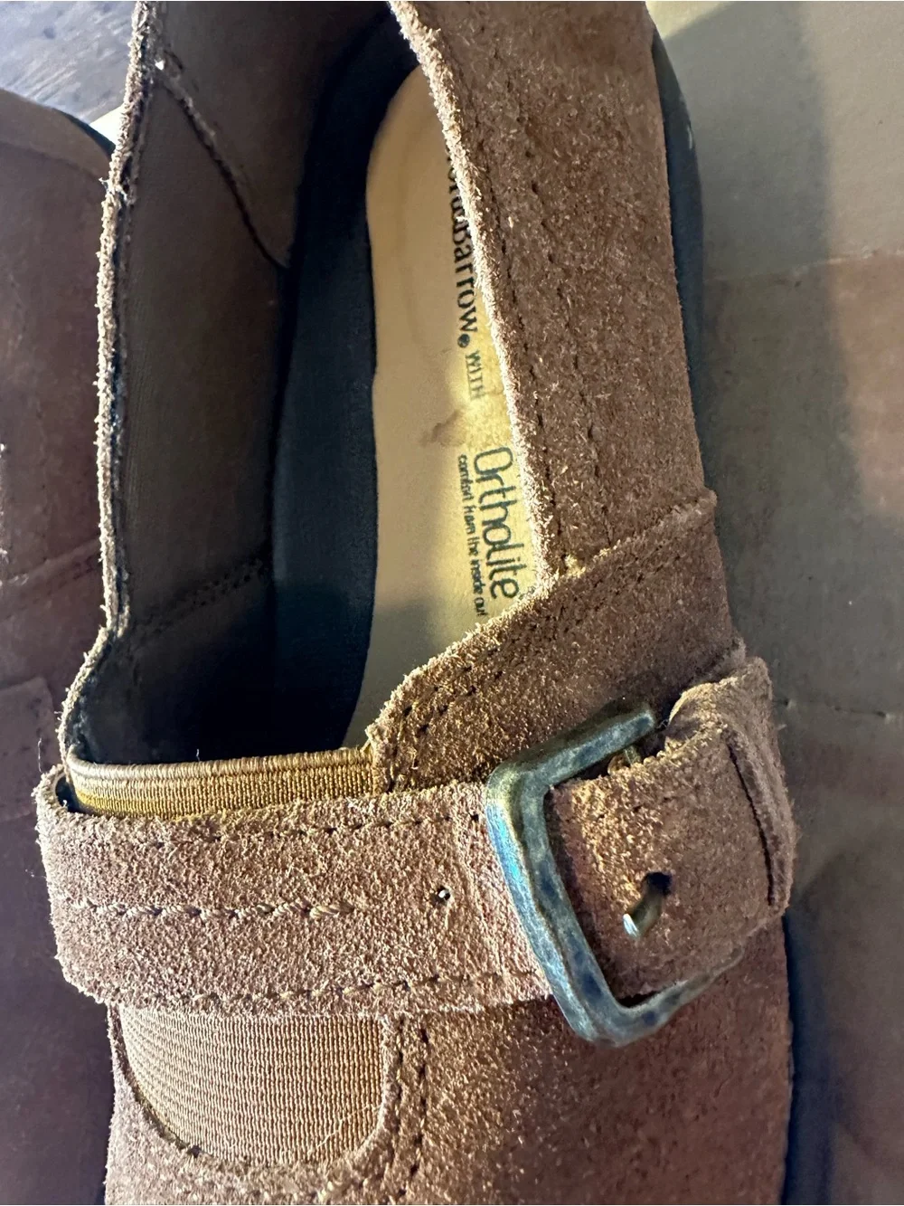 Croft & Barrie Ortholite Brown Suede Comfort flats Buckle US 8.5